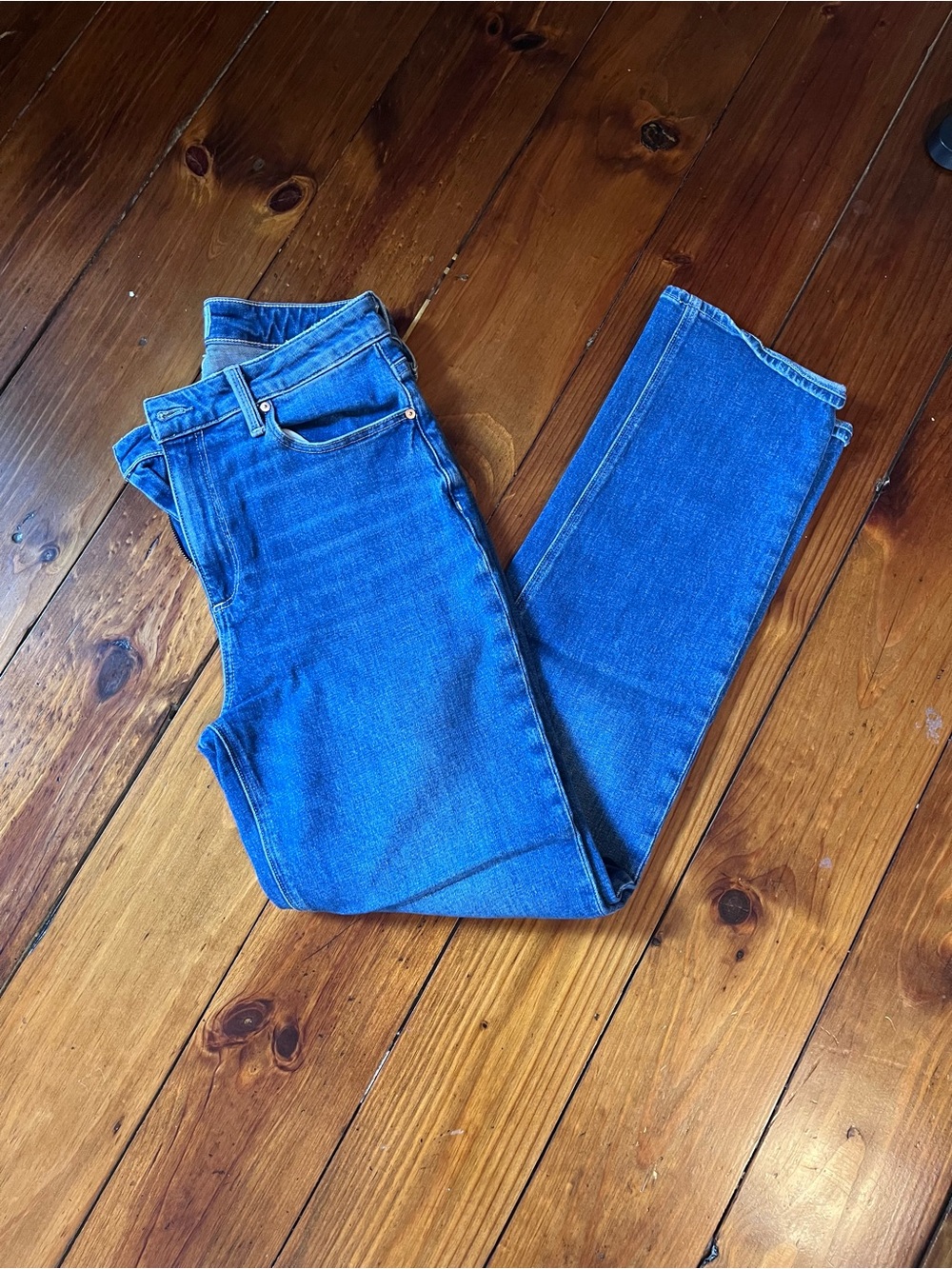 PAIGE Stella Straight-Leg Blue Jeans